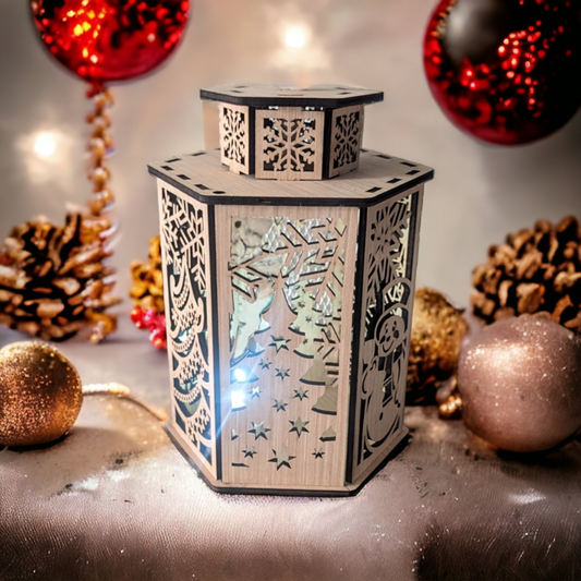 Two tier Christmas Lantern with LED Candle